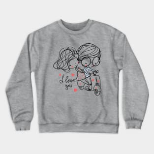 Boy & girl on bike with sign "I love you" Crewneck Sweatshirt